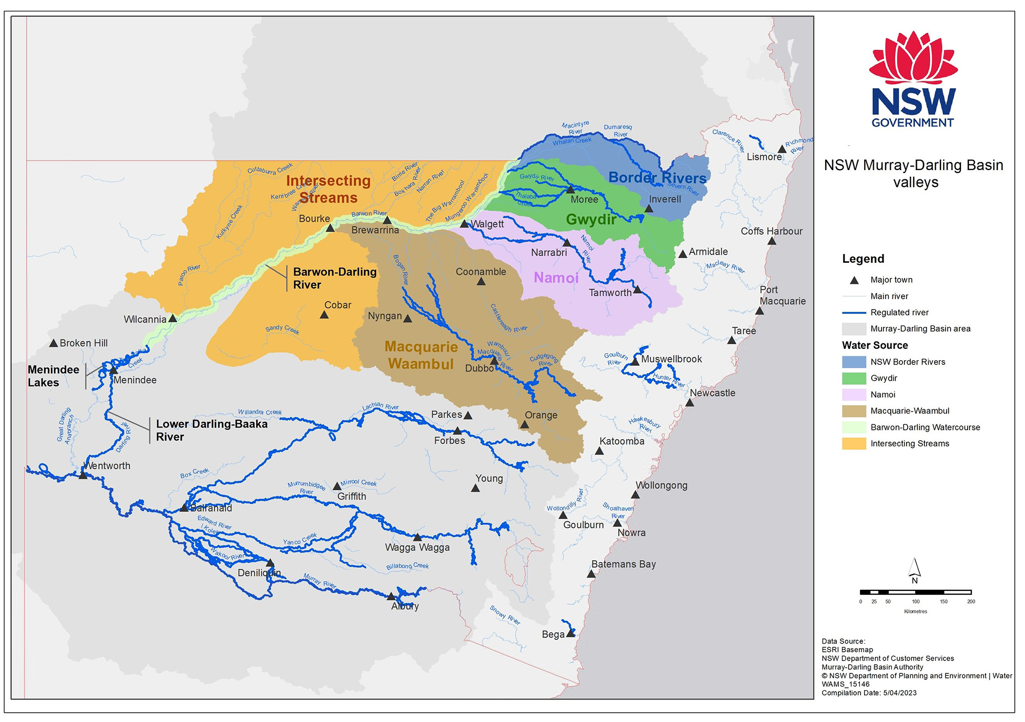 Map showing the Northern Basin Valleys