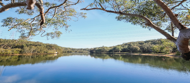 View of Georges River at Georges River National Park Picnic Point, Sydney.