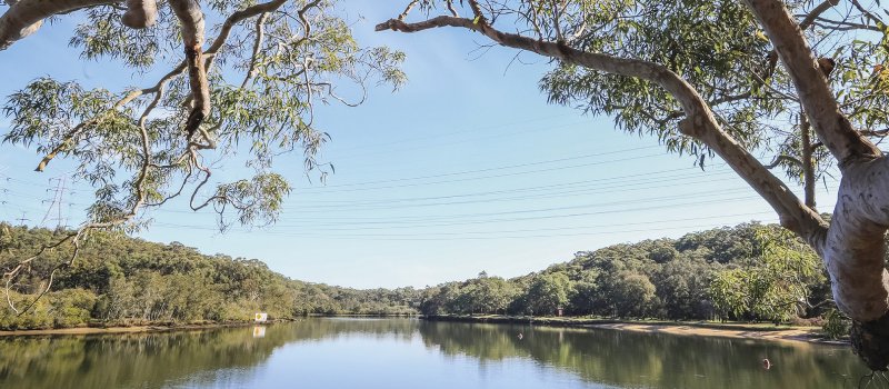 View of Georges River at Georges River National Park Picnic Point, Sydney.