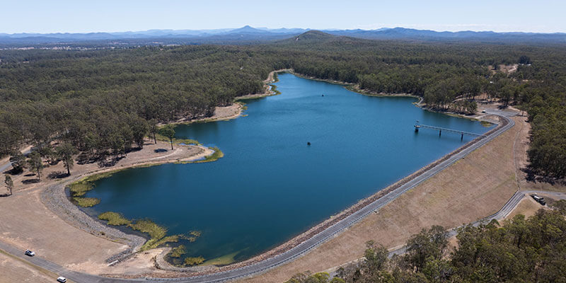 Aerial view of water infrastructure