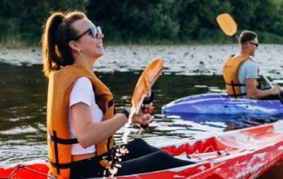 Two people kayaking