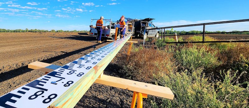 Floodplain harvesting gauge board preparation.
