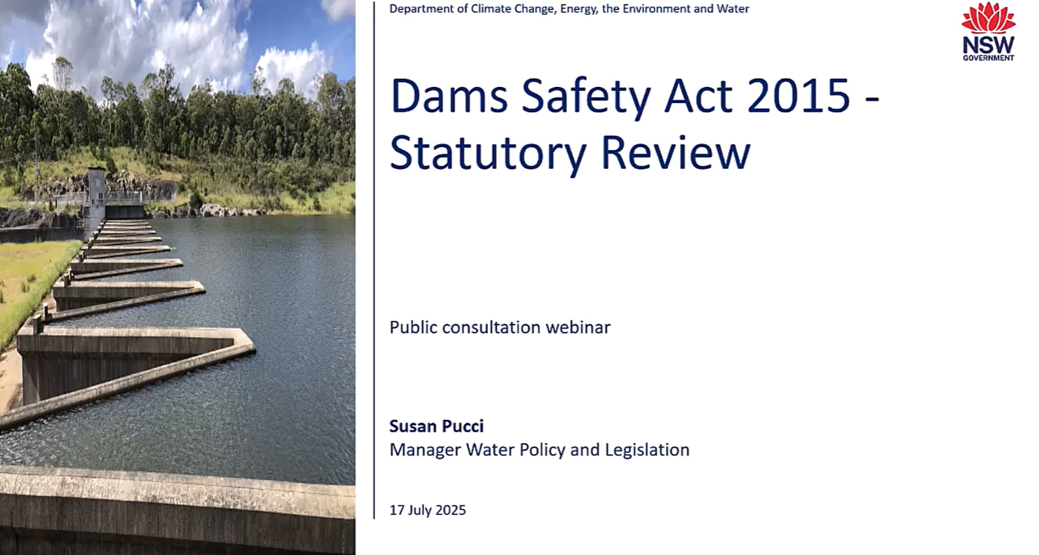Dam Safety Act Review webinar, July 2025.