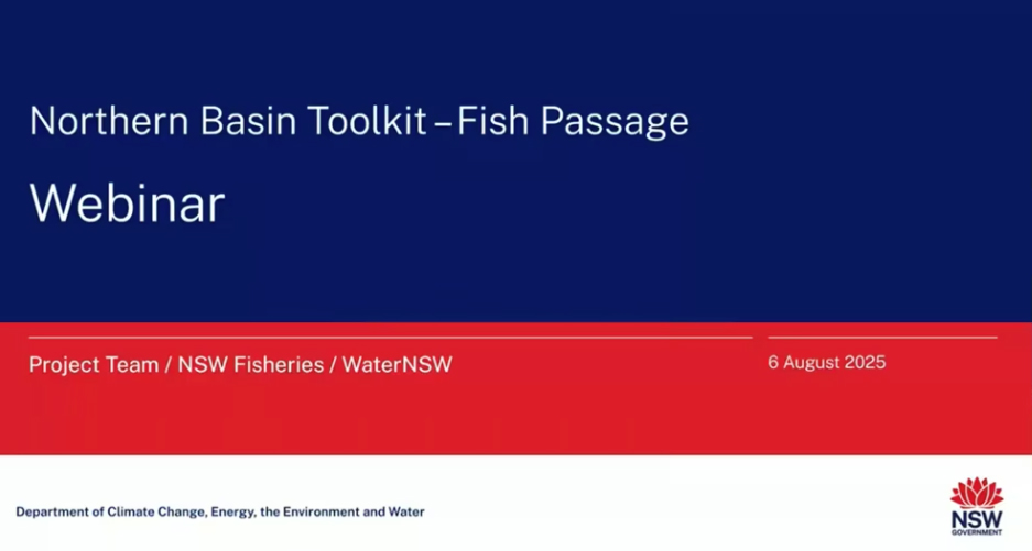 Fish passage webinar, 6 August 2025