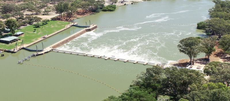 Lock 9 on the Murray River near Wentworth in NSW.