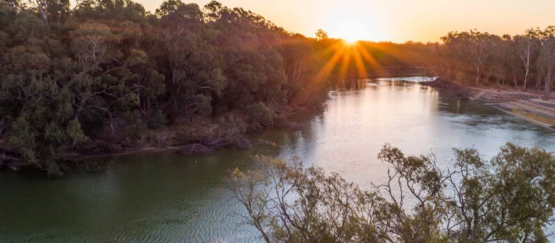 Murray River at sunset.