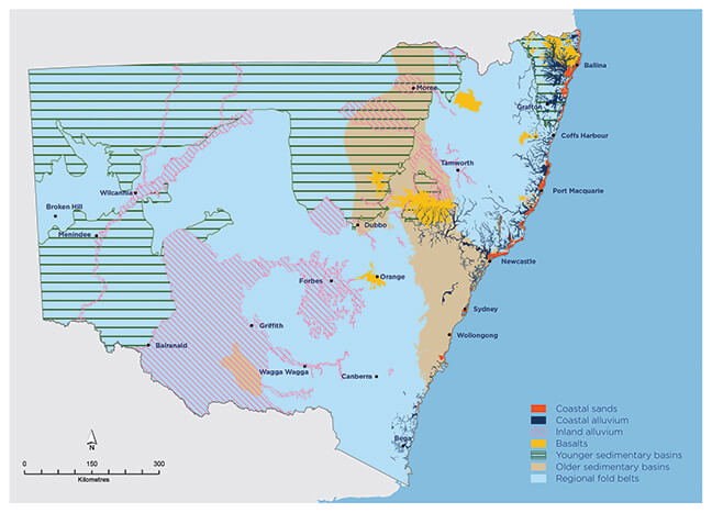 Map showing overview of NSW groundwater resources