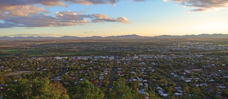 Scenic view of country New South Wales at dusk.