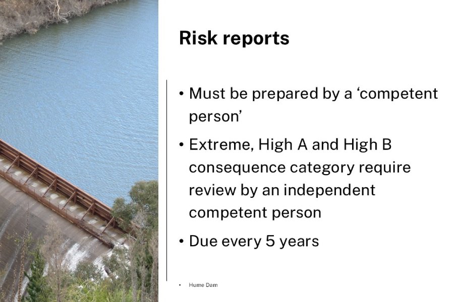 Instructions for risk reports with dam photo