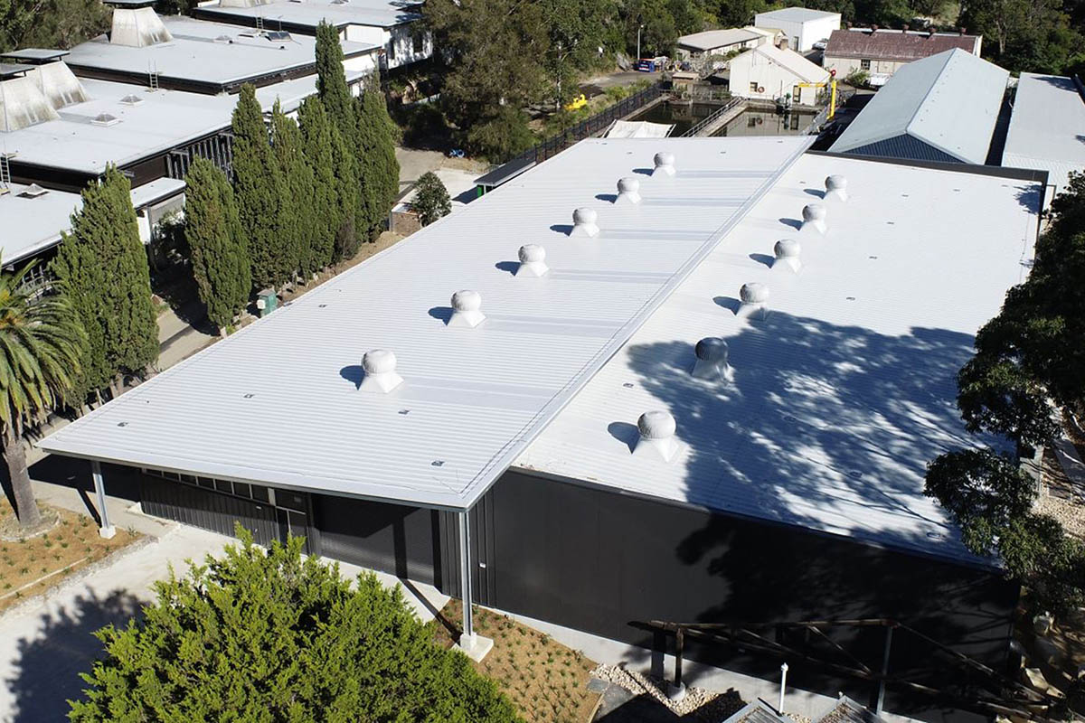 aerial photo of white buildings identified as Manly Hydraulics Laboratory