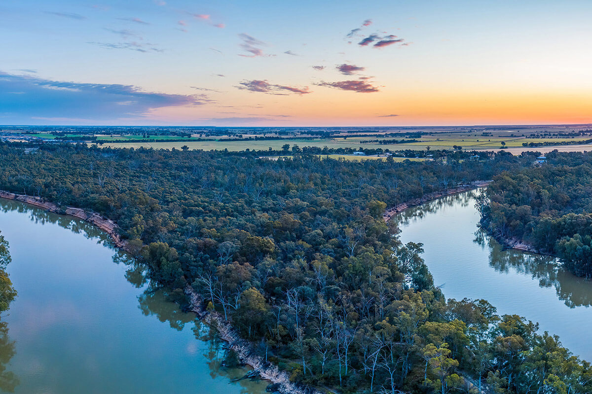 Panoramic view of the Murray River in New South Wales
