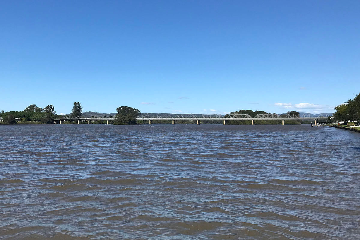 Manning River at Taree with the bridge in the background. 