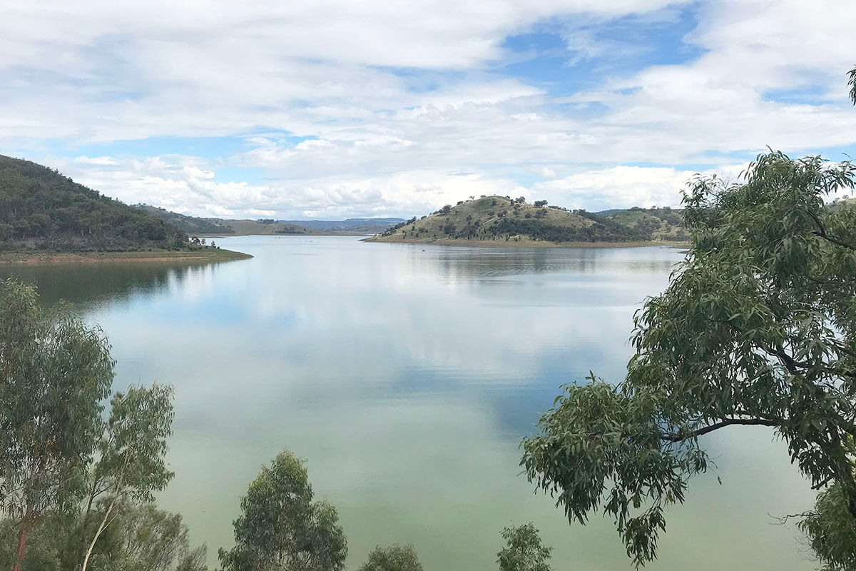 Windamere Dam on a cloudy day. 