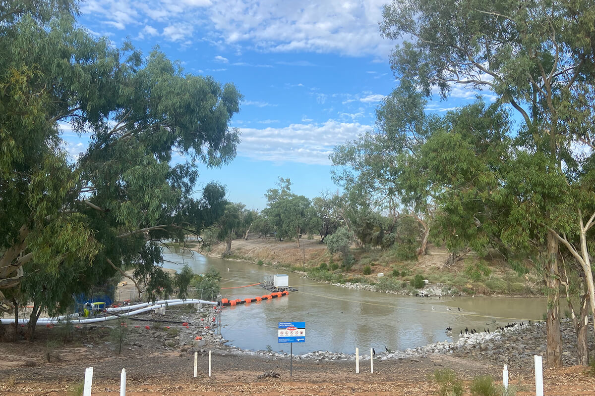 Fishheart unit work on a river with infrastructure in the water and on the banks