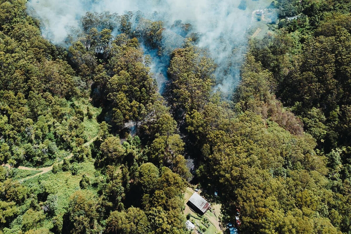 Friday's Creek aerial of a fire 