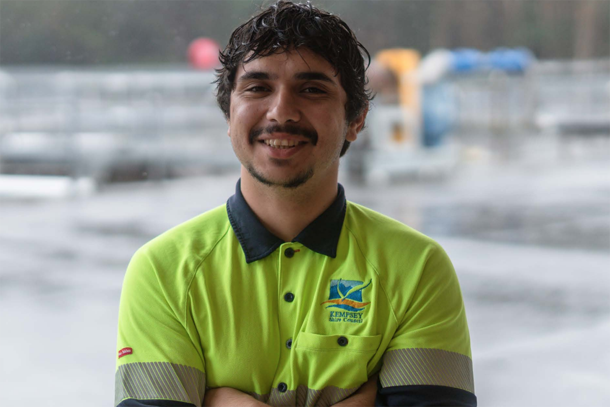Young trainee in high vis
