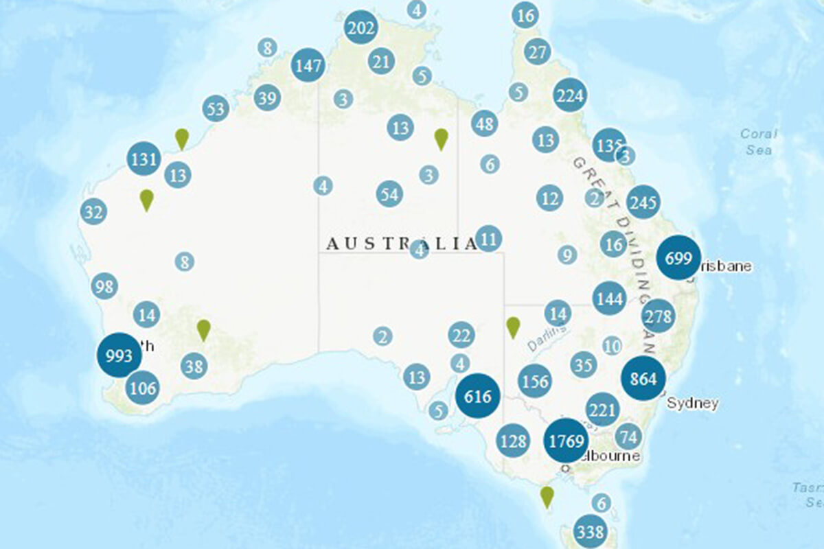 BOM water data map snippet